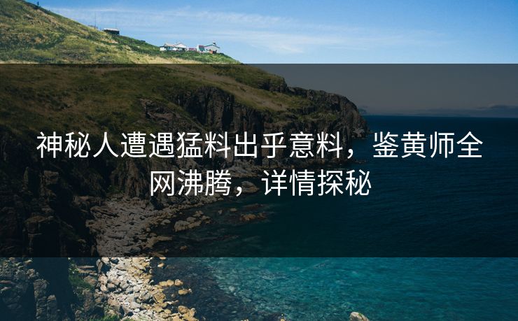 神秘人遭遇猛料出乎意料，鉴黄师全网沸腾，详情探秘
