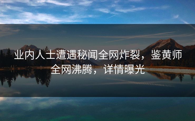业内人士遭遇秘闻全网炸裂，鉴黄师全网沸腾，详情曝光