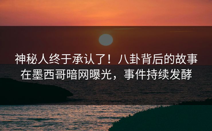 神秘人终于承认了！八卦背后的故事在墨西哥暗网曝光，事件持续发酵