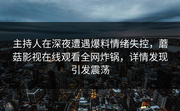 主持人在深夜遭遇爆料情绪失控，蘑菇影视在线观看全网炸锅，详情发现引发震荡