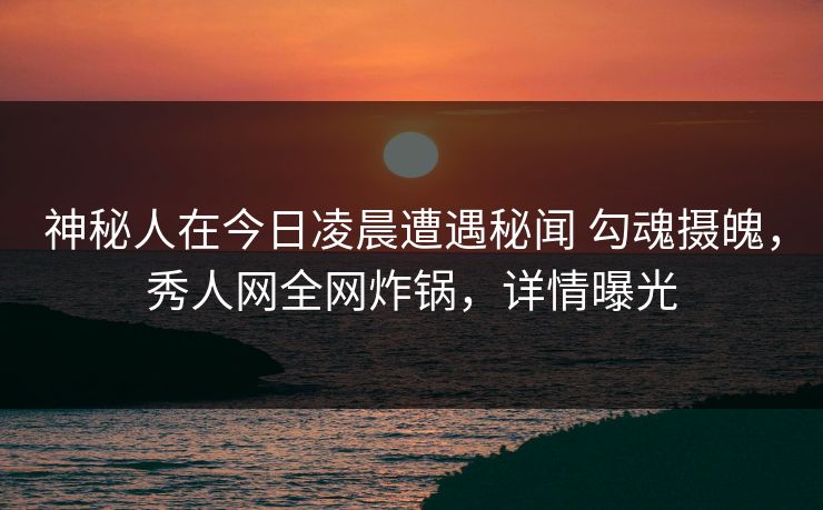 神秘人在今日凌晨遭遇秘闻 勾魂摄魄，秀人网全网炸锅，详情曝光